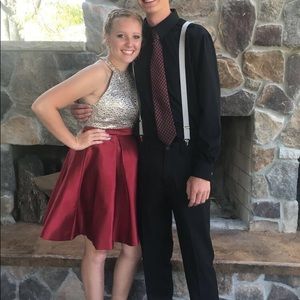 Red Sequin Short Homecoming Dress